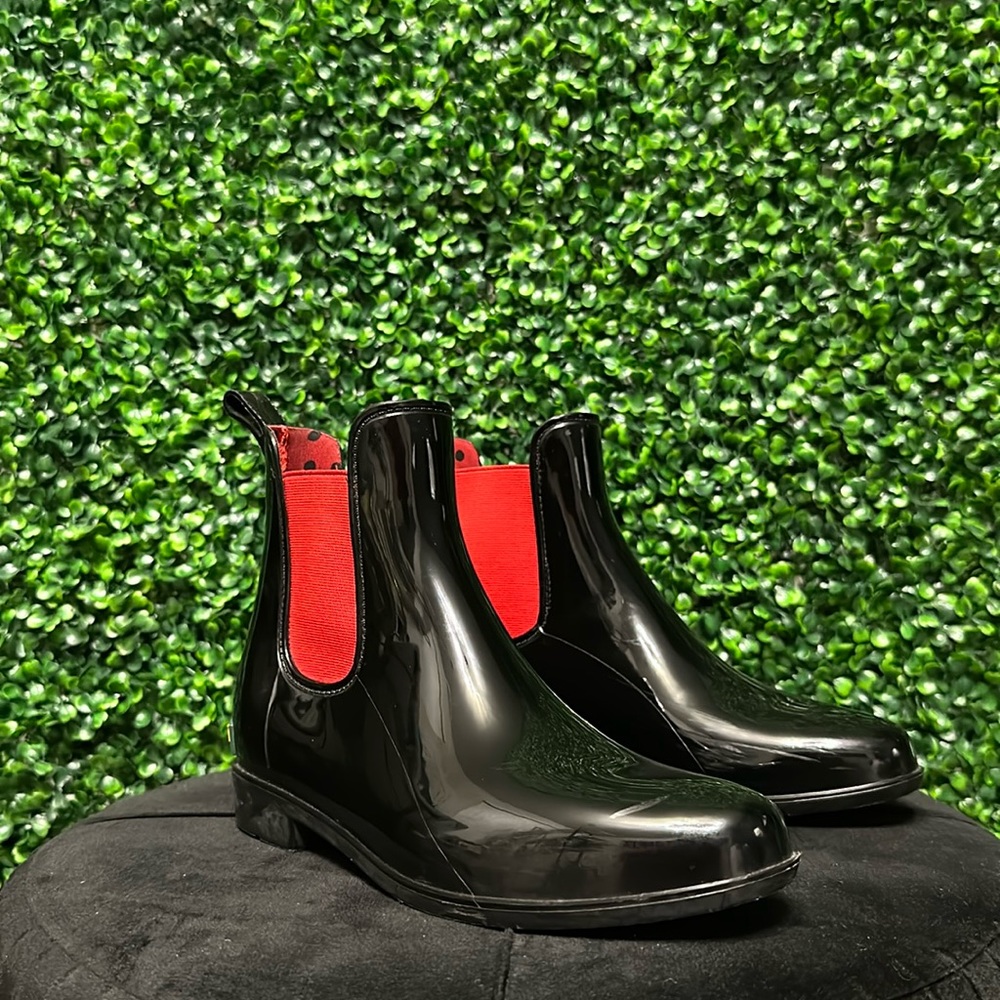 Ralph Lauren Tally Rubber Rainboots Size 7b Black/Red